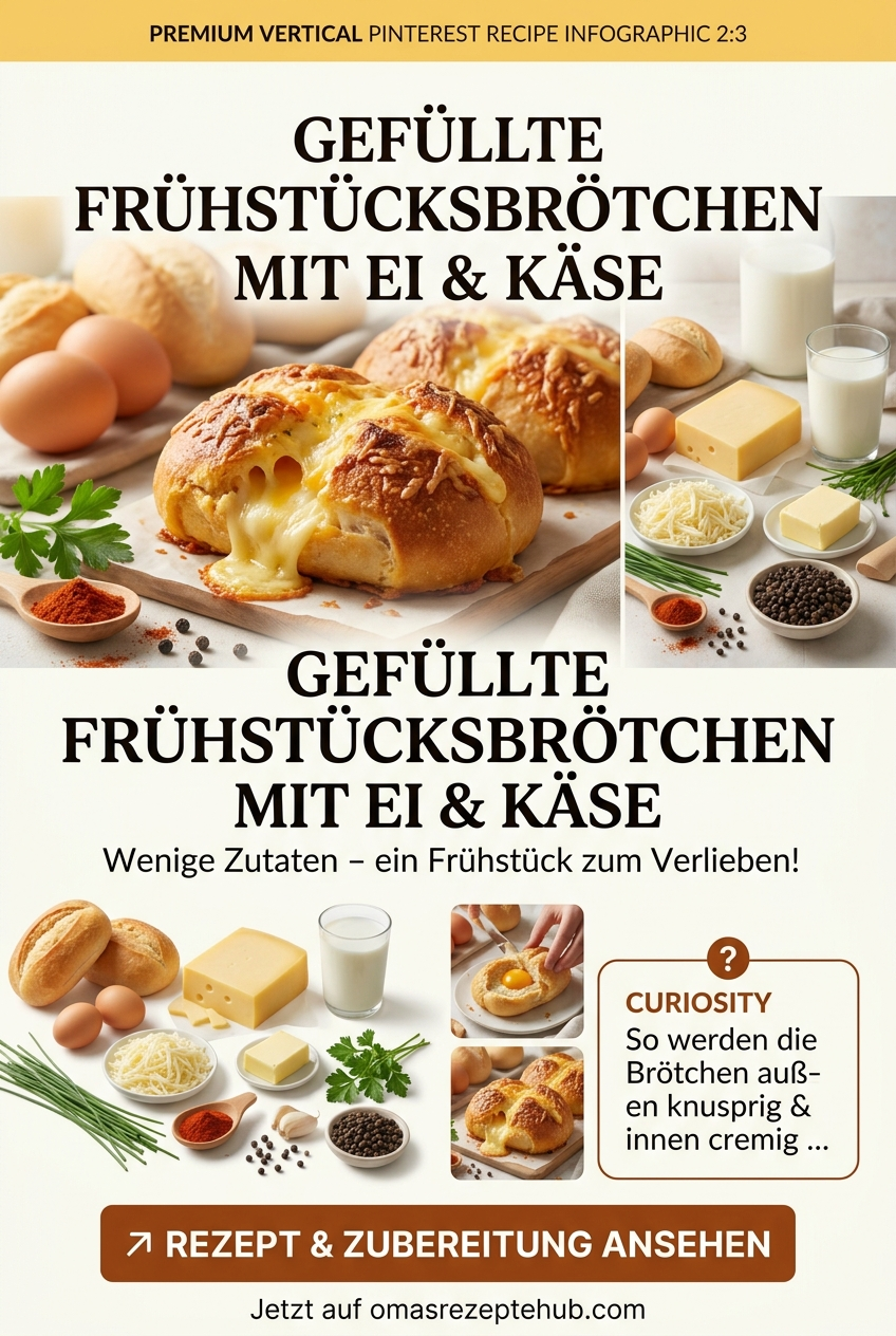 Gefüllte Frühstücksbrötchen mit Ei und Käse – Einfaches Ofenrezept