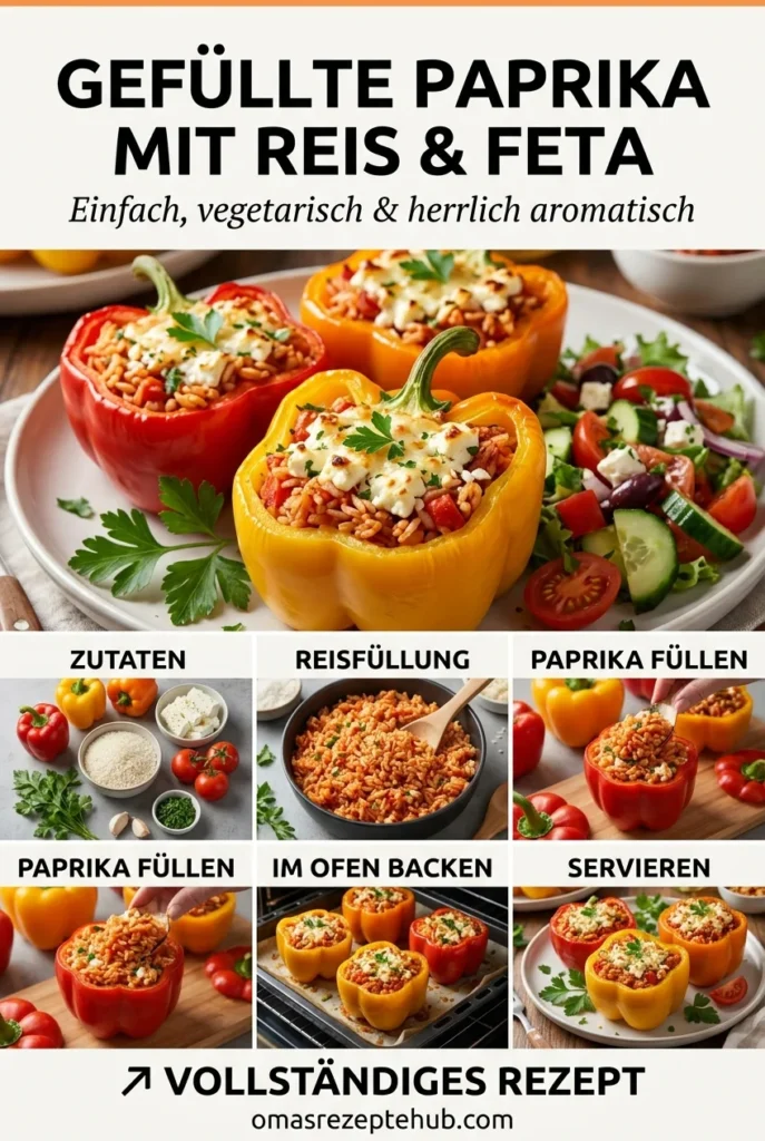 Gefuellte Paprika Mit Reis Und Feta Rezept Einfach Zubereiten