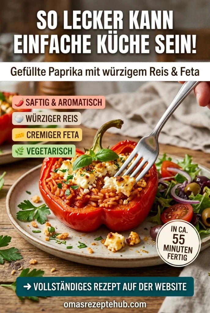 Gefuellte Paprika Mit Reis Und Feta Rezept Einfach Zubereiten