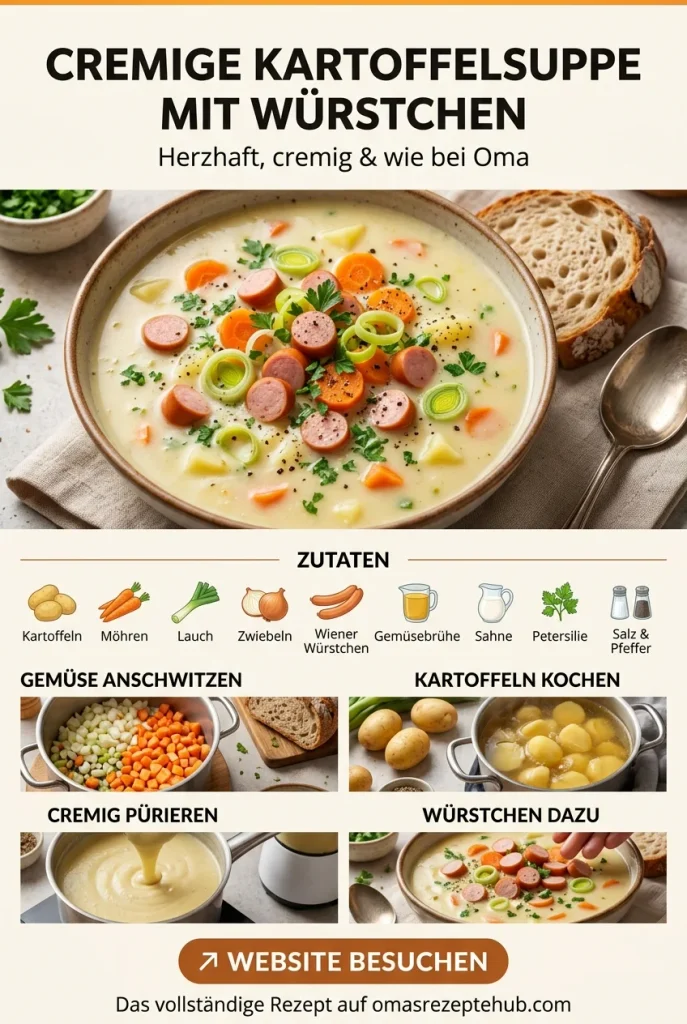 Cremige Kartoffelsuppe mit Würstchen