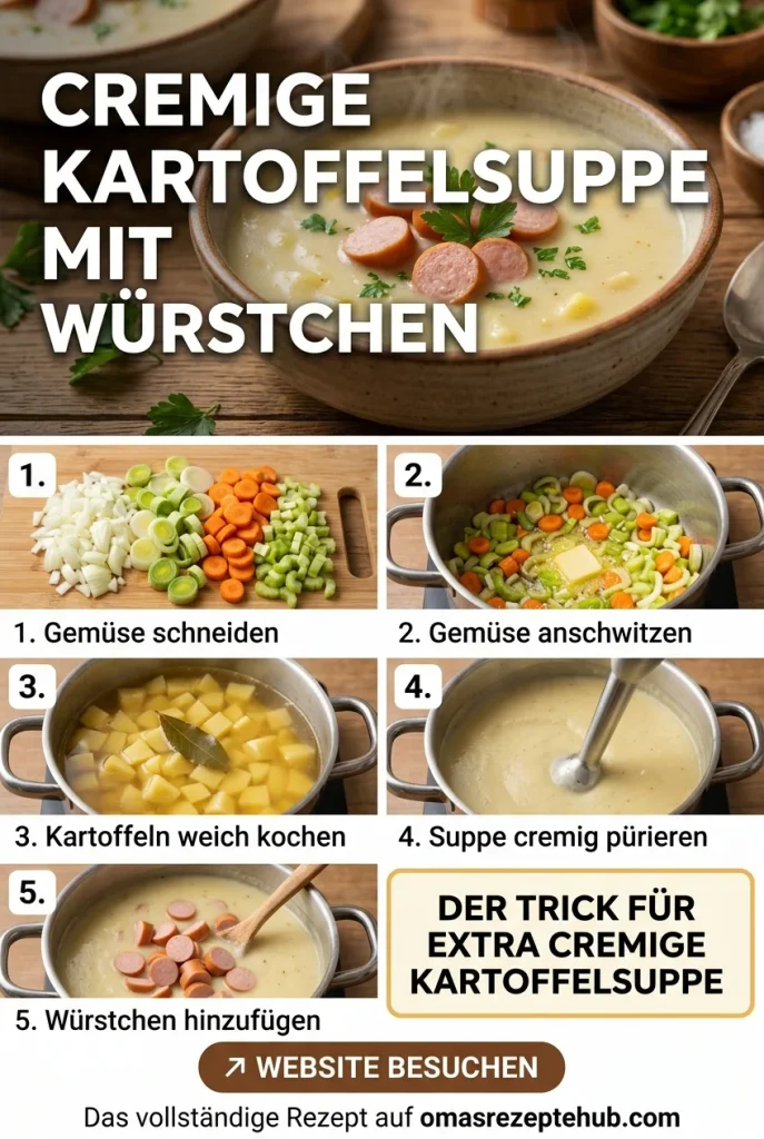 Cremige Kartoffelsuppe mit Würstchen
