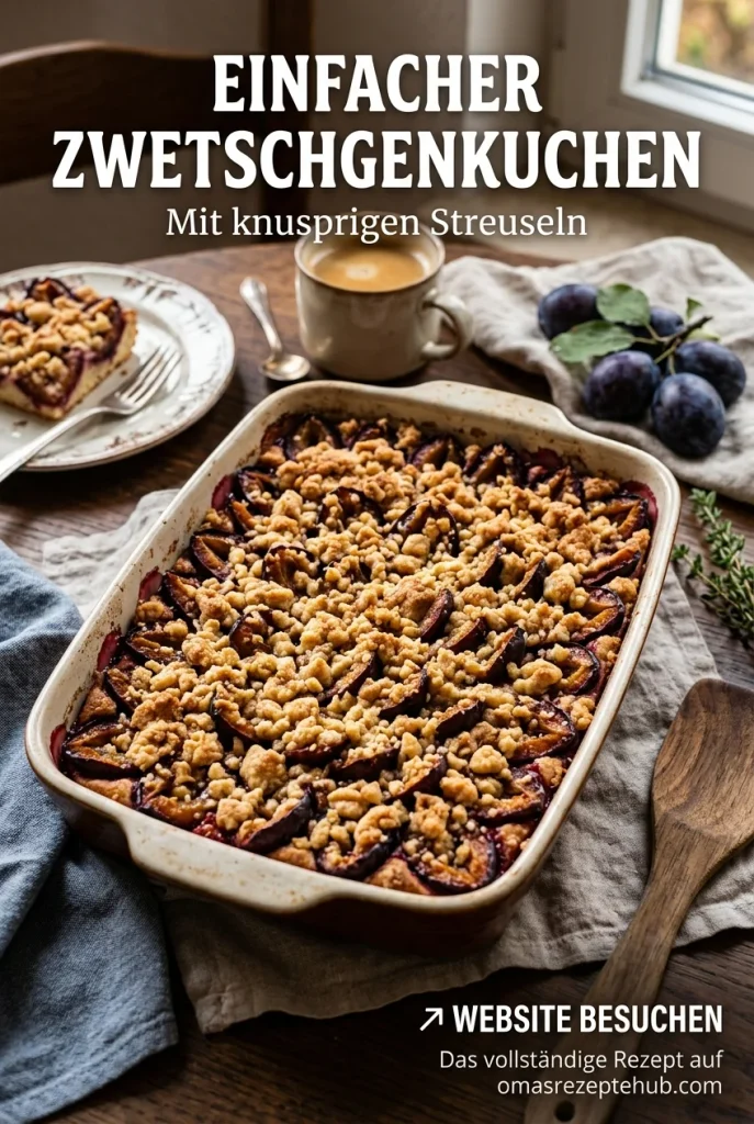Einfacher Zwetschgenkuchen mit Streuseln