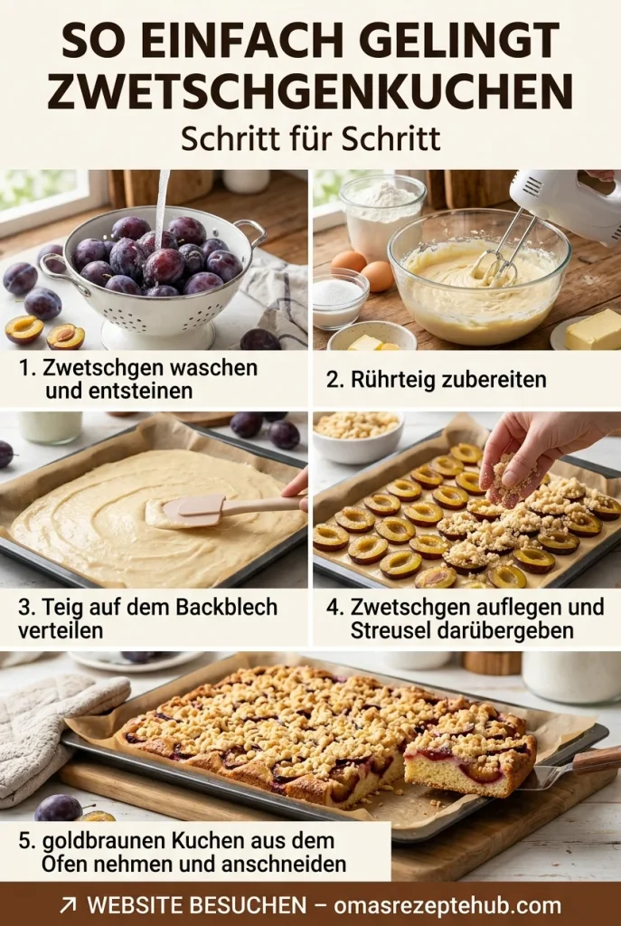 Einfacher Zwetschgenkuchen mit Streuseln