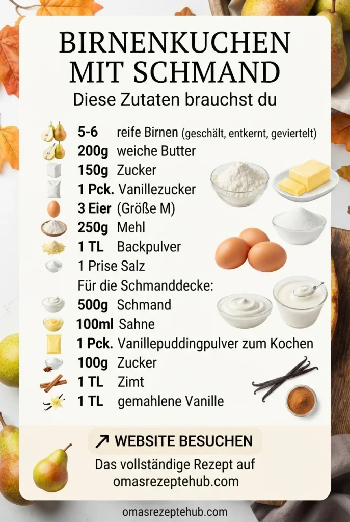 Birnenkuchen mit Schmand