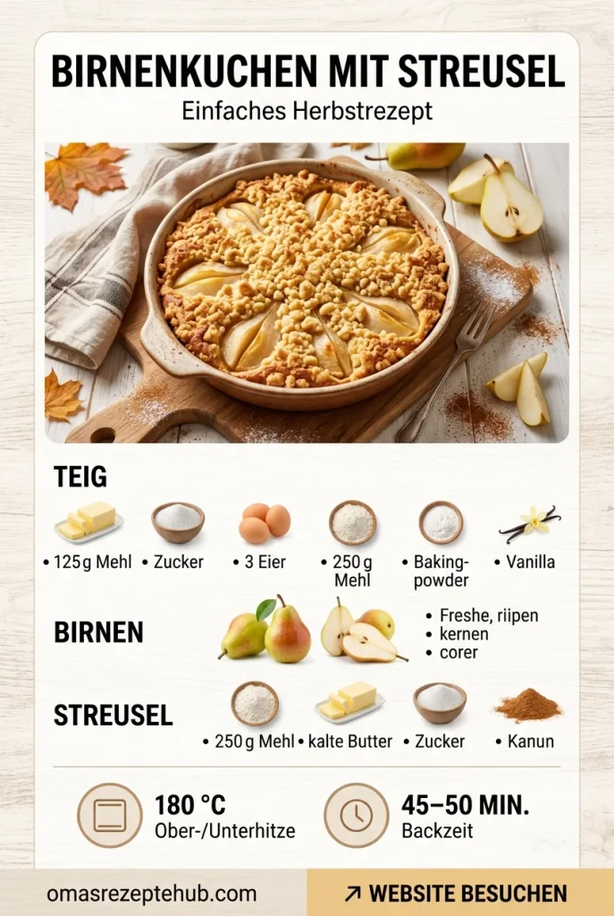 Birnenkuchen mit Streusel
