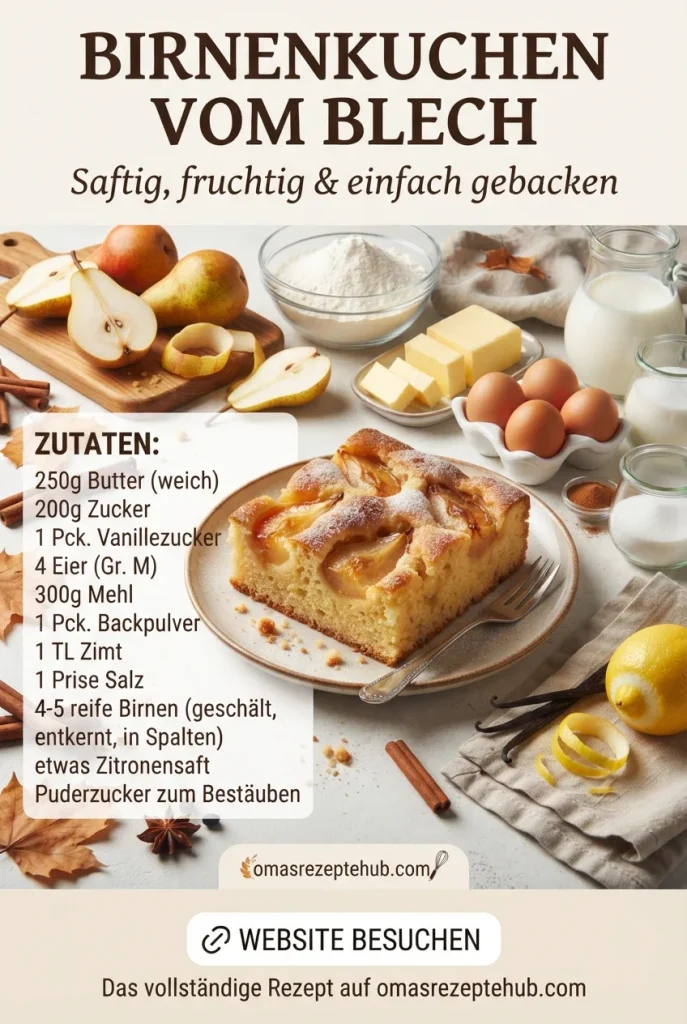 Birnenkuchen vom Blech