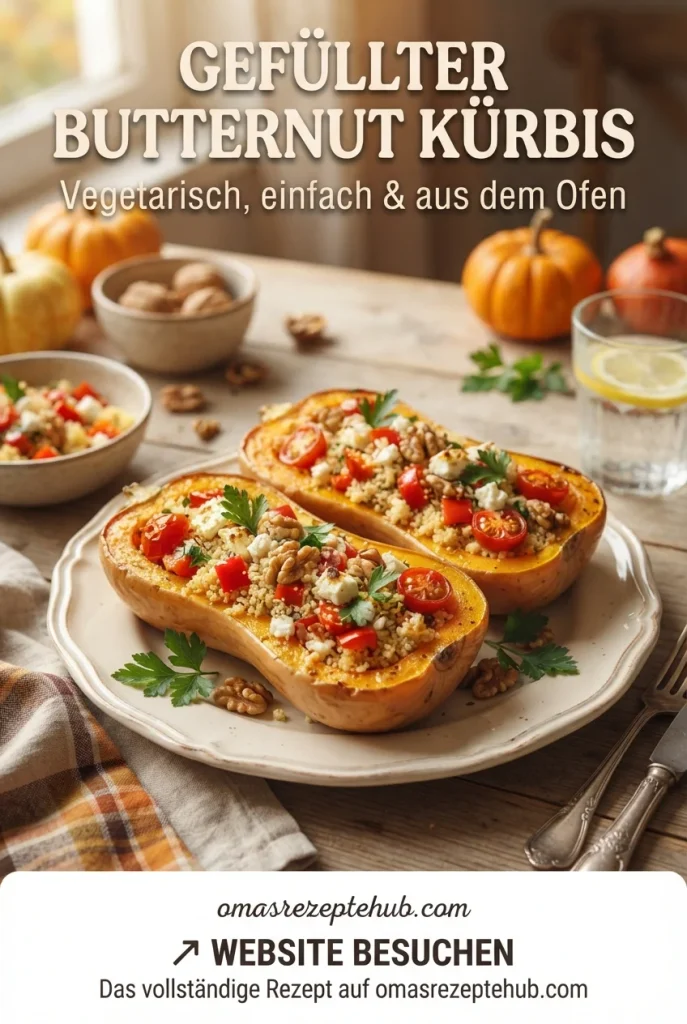 gefüllter Butternut Kürbis vegetarisch