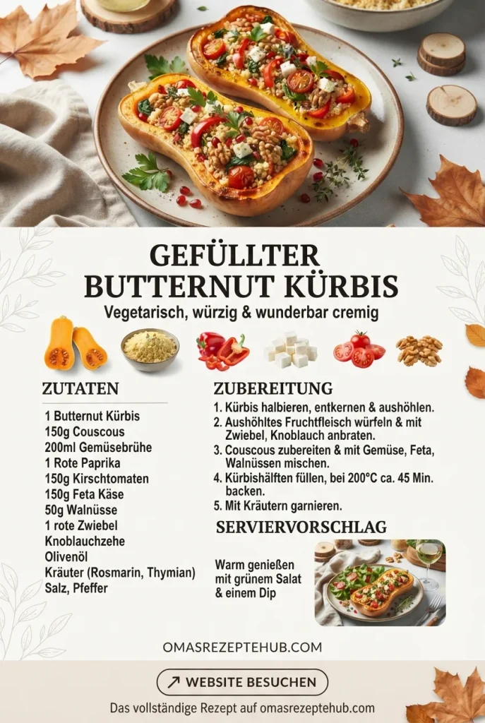 gefüllter Butternut Kürbis vegetarisch