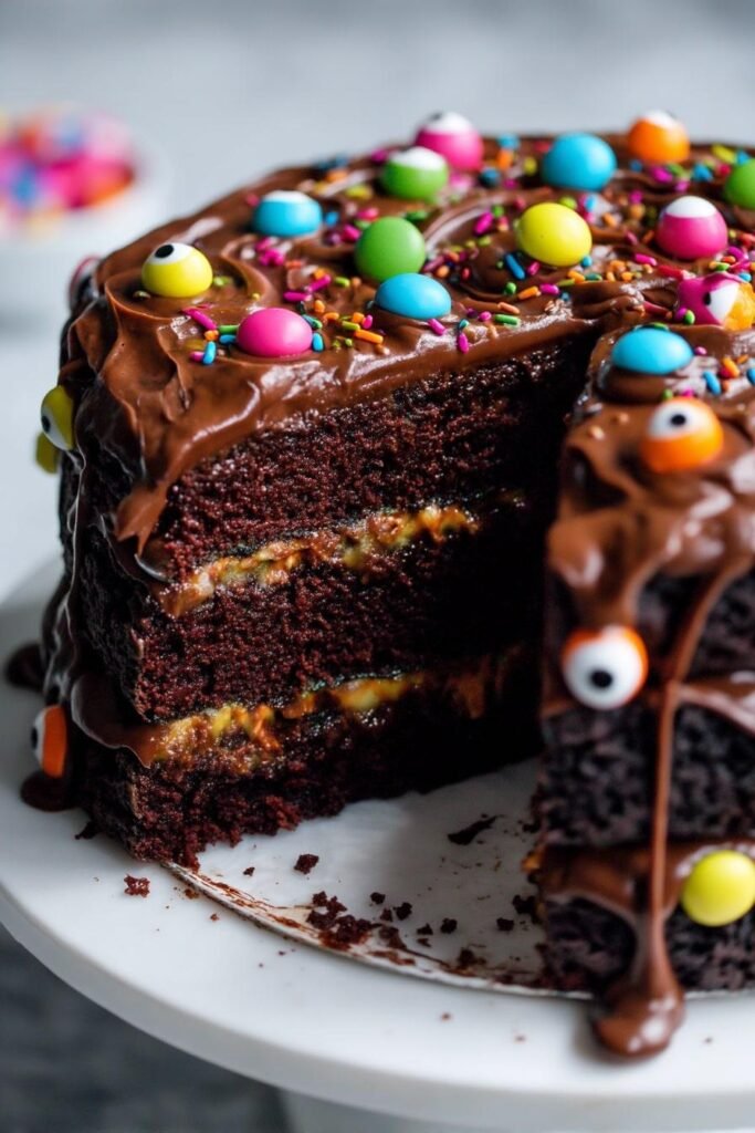 Einfacher Halloween Kuchen Saftiger Schokokuchen mit gruseliger Deko